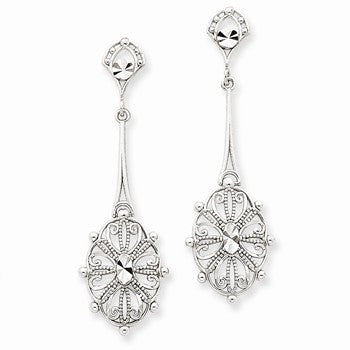 14k White Gold Diamond-cut Filigree Earrings