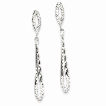 14k White Gold Diamond-cut Dangle, Jewelry Earrings