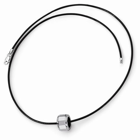 Tungsten Tungsten Polished Leather Cord Necklace