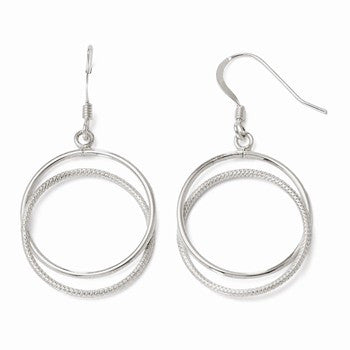 Sterling Silver Polished Shepherd Hook Dangle Earrings