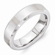 Vitalium Grain Center Finish 6mm Beveled Edge Wedding Band