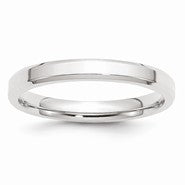 14k White Gold 3mm Bevel Edge Comfort Fit Wedding Band