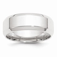 14k White Gold 8mm Bevel Edge Comfort Fit Wedding Band