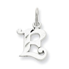 14k White Gold Diamond-cut Initial E Charm hide-image