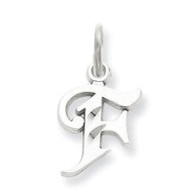 14k White Gold Diamond-cut Initial F Charm hide-image