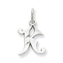 14k White Gold Diamond-cut Initial K Charm hide-image