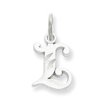 14k White Gold Diamond-cut Initial L Charm hide-image