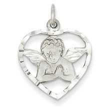 14k White Gold Angel in Heart Charm hide-image