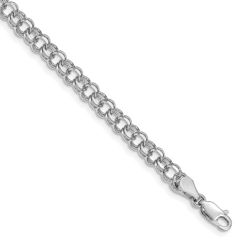 14K White Gold Double Link Charm  Bracelet