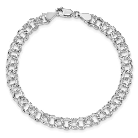 14K White Gold Double Link Charm Bracelet