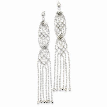 14k White Gold Bead Chain Earrings