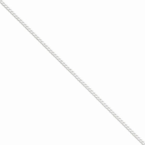 14K White Gold Flat Curb Chain Bracelet