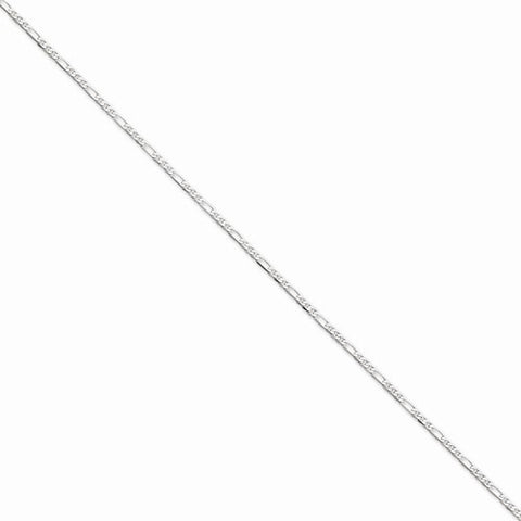 14K White Gold Flat Figaro Chain Anklet