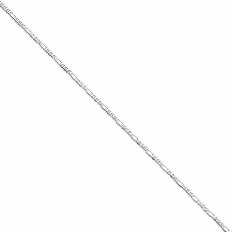 14K White Gold Flat Figaro Chain Bracelet