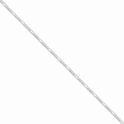 14K White Gold Flat Figaro Chain Bracelet