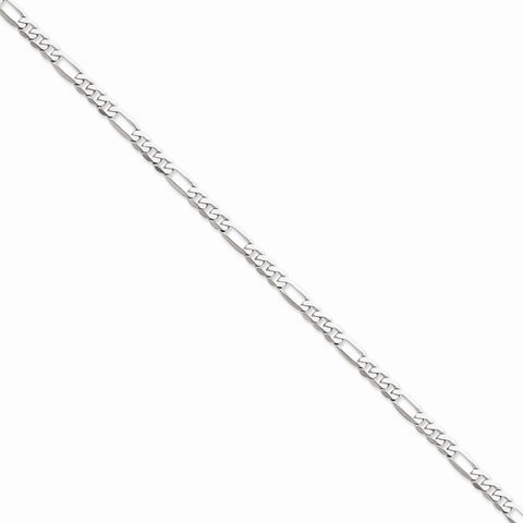 14K White Gold Flat Figaro Chain Bracelet