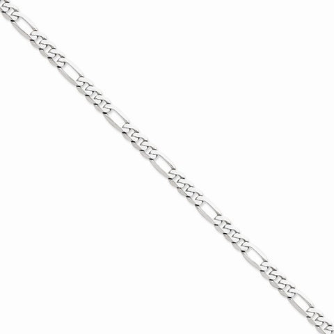 14K White Gold Flat Figaro Chain Anklet