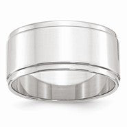 14k White Gold 10mm Flat with Step Edge Wedding Band