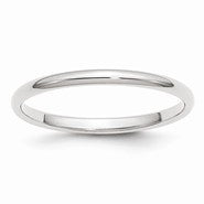 14k White Gold 2mm Half Round Wedding Band