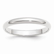 14k White Gold 3mm Half Round Wedding Band