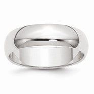 10k White Gold 6mm Half Round Wedding Band