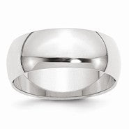 14k White Gold 8mm Half Round Wedding Band