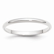 14k White Gold 2mm Lightweight Half Round Wedding Band