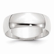 10k White Gold 7mm Lightweight Half Round Wedding Band