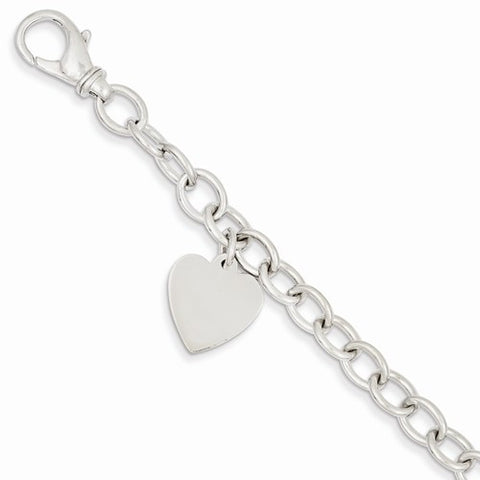 14K White Gold Link with Heart Charm