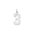 Medium Polished Number 3 Charm in 14k White Gold