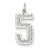 Casted Large Diamond Cut Number 5 Charm in 14k White Gold