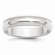 10k White Gold 5mm Milgrain Half Round Wedding Band