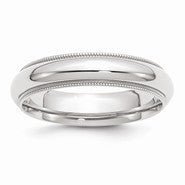 10k White Gold 5mm Milgrain Comfort Fit Wedding Band