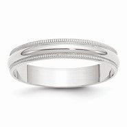 14k White Gold 4mm Lightweight Milgrain Half Round Wedding Band