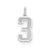 Medium Satin Number 3 Charm in 14k White Gold