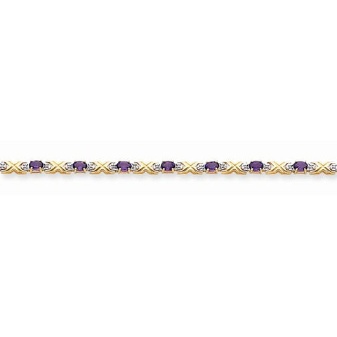 14K Yellow Gold Amethyst & Diamond Bracelet