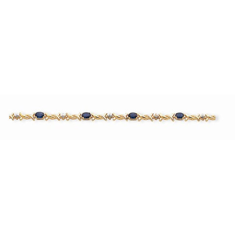 14K Yellow Gold Sapphire & Diamond Bracelet