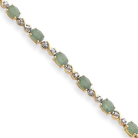 14K Yellow Gold Emerald & Diamond Bracelet