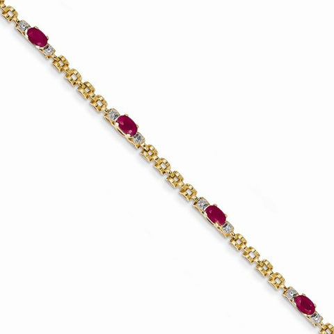 14K Yellow Gold Diamonds & Rubies Completed Fancy Bracelet