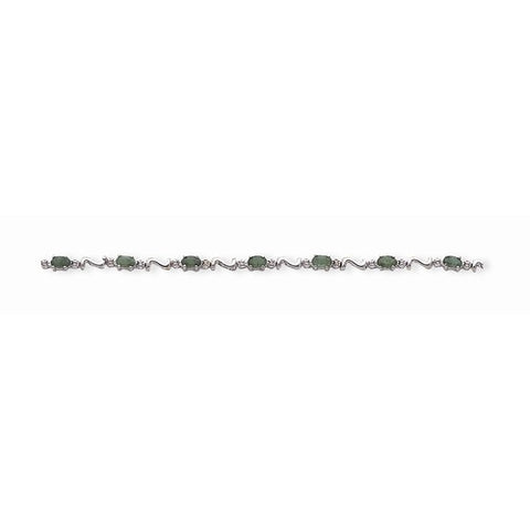 14K White Gold Completed Diamond Emerald Bracelet