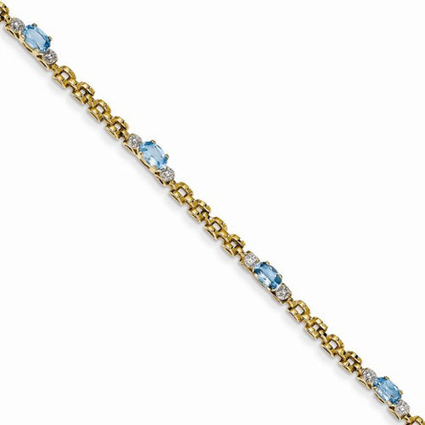 14K Yellow Gold Completed Fancy Diamond & Blue Topaz Bracelet