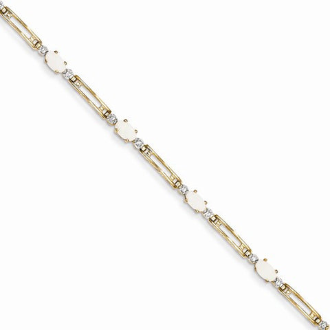 14K Yellow Gold Completed Fancy Diamond Opal Bracelet