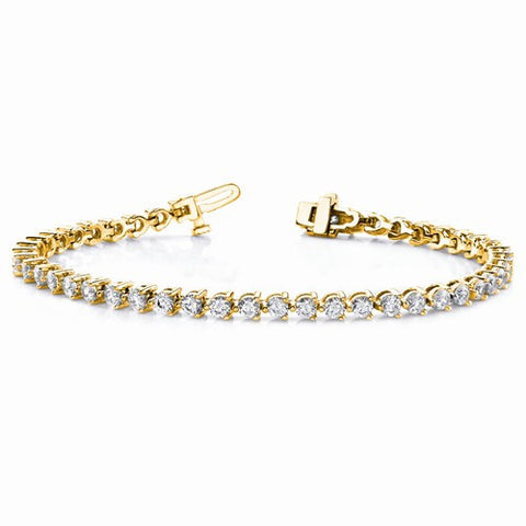 14K Yellow Gold AA Diamond Tennis Bracelet