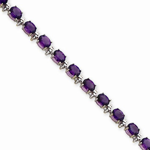 14K White Gold Amethyst Bracelet