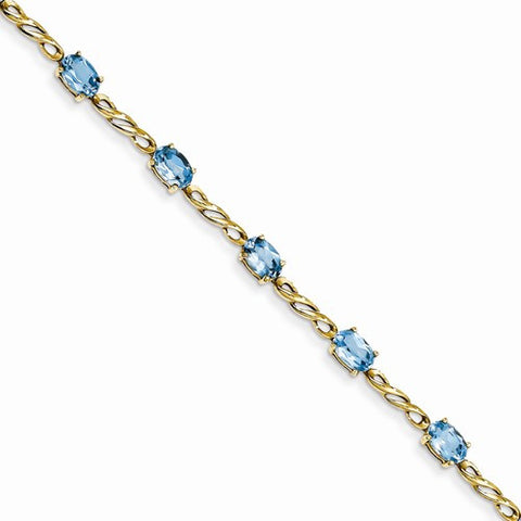 14K Yellow Gold Blue Topaz Bracelet