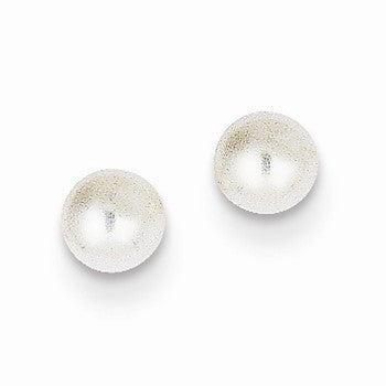 14k Yellow Gold 4 - 4.5mm White Button Freshwater Cultured Pearl Stud Earrings