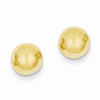 14k Yellow Gold Polished 8mm Ball Post Earrings
