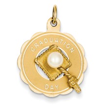 14k Gold Graduation Day with Cap & Cultured Pearl Charm hide-image