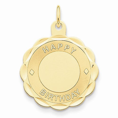 14k Gold Happy Birthday Disc Pendant, Pendants for Necklace