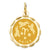 Satin Polished Engravable Aries Zodiac Scalloped Disc Charm in 14k Gold